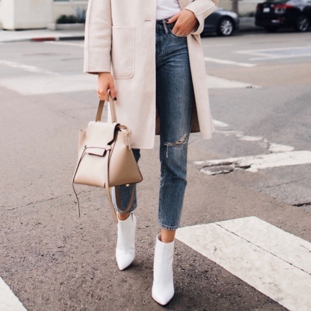 Manolo Blahnik White Ankle Boots